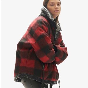 Holden Reversible red plaid and black puffer sz XXS/XS oversized down mint